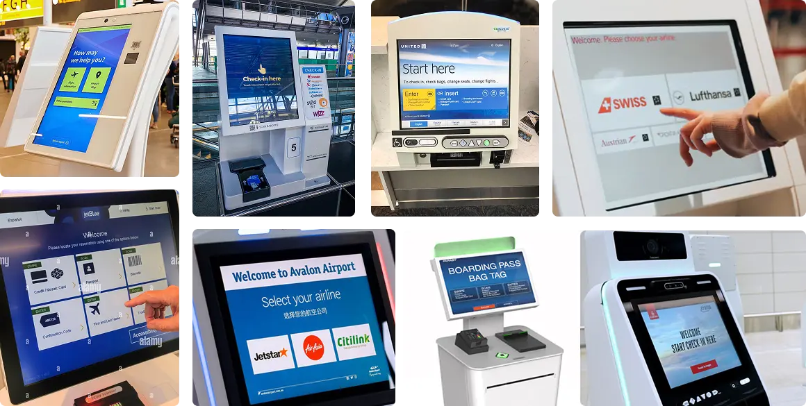 Comparative benchmarking overview — airport, hospital, coworking kiosk patterns