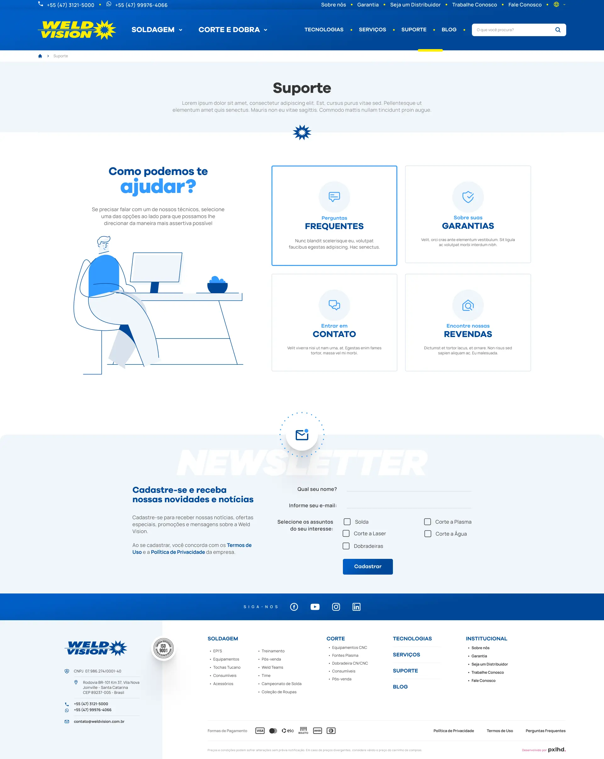 Support — self-service portal with order history and re-order